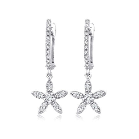 0.35 Karat Pırlanta Çiçek Küpe