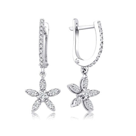 0.35 Karat Pırlanta Çiçek Küpe