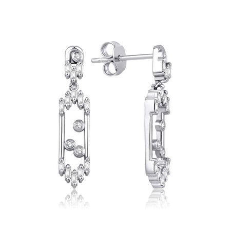 0.24 Karat Pırlanta Baget Küpe