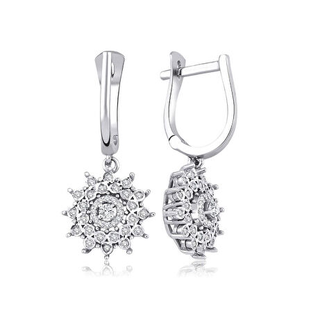 0.25 Karat Pırlanta Çiçek Küpe