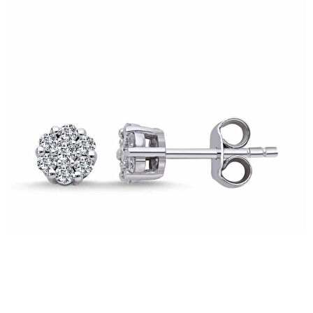 0.43 Karat Pırlanta Taşlı Yuvarlak Küpe