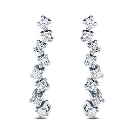 0.18 Karat Pırlanta Oval Taşlı Küpe