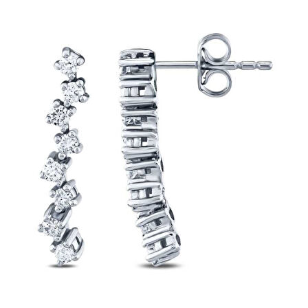 0.18 Karat Pırlanta Oval Taşlı Küpe