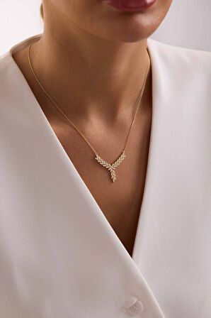 Sarı Altın Kolye Sarmaşık Form NEW