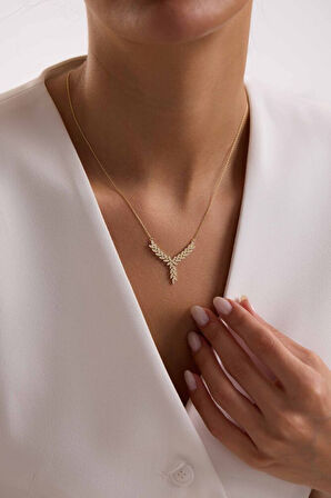 Sarı Altın Kolye Sarmaşık Form NEW