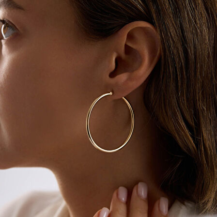 14K Altın Halka Küpe 1.8 mm 4.5 cm