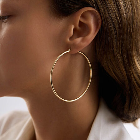 14K Altın Halka Küpe 1.8 mm 6.5 cm