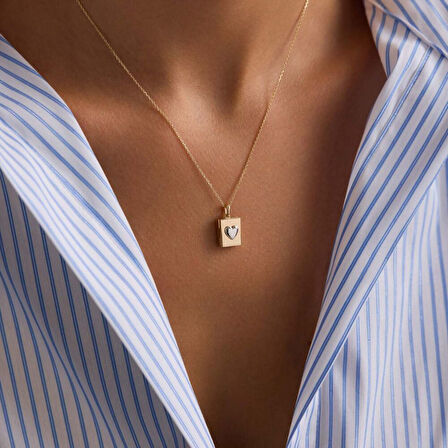 Sevimli Kapaklı Kalp Kolye 10.1 mm  45 cm