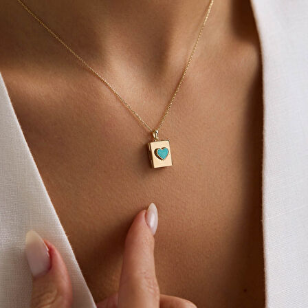 Blue Love Secret Resimli Kolye 10.1 mm  45 cm