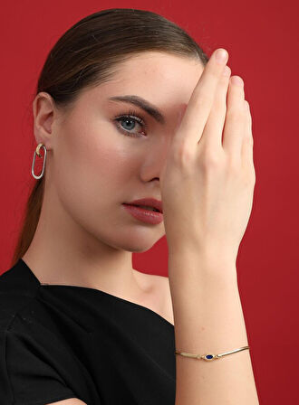 BiTone Oval 14 Ayar altın Küpe 3.5 cm