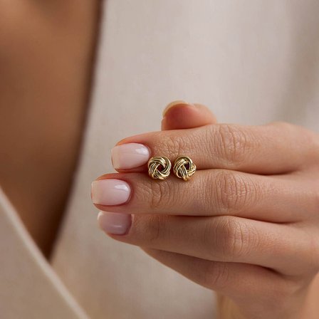 14 Ayar Altın Düğüm Model Küpe 0,77 Gr 8 mm