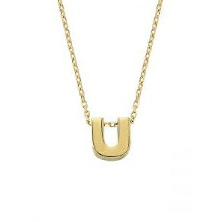 Altın U Harfli Taşsız Kolye