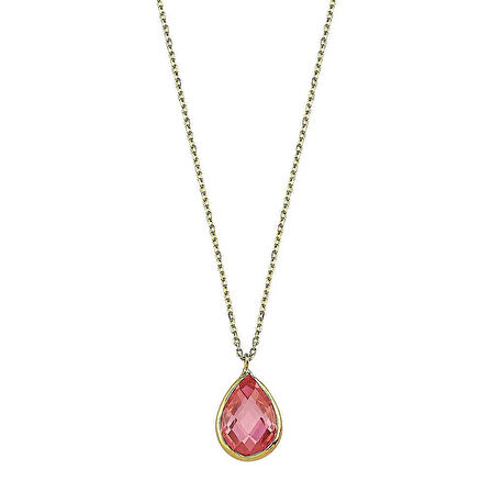 Altın Taşlı Kolye Pink Topaz 1.2 cm