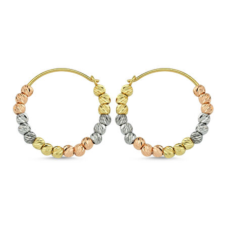 Dorikalı Altın Küpe TriaColor  14K Gold