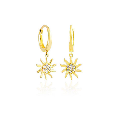 Sallantılı Altın Güneş Küpe 14K Gold