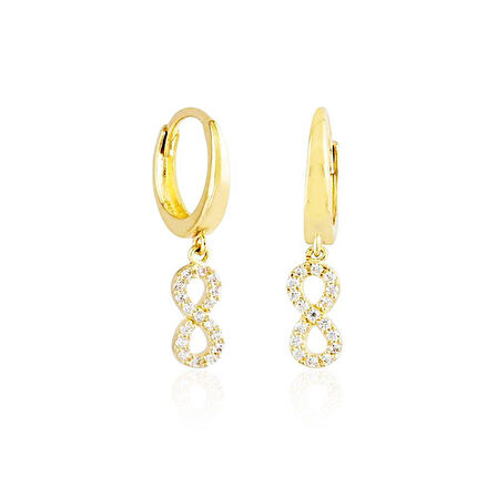 Sonsuz Altın Sallantılı Küpe 14K Gold Taşlı