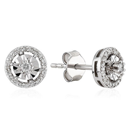 0.16 ct. Aynalı Pırlanta Tektaş Küpe