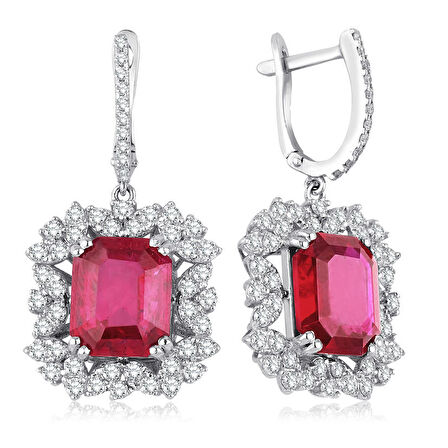 3.55 ct. Pırlanta Yakut Küpe