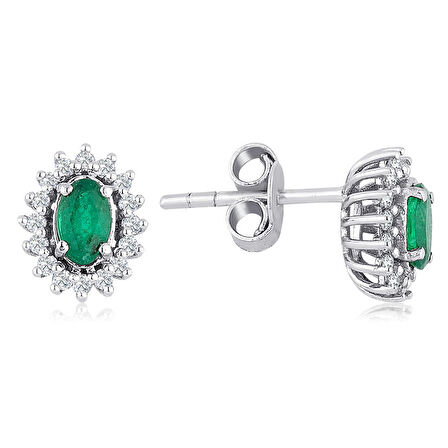 0.67 ct. Pırlanta Zümrüt Küpe