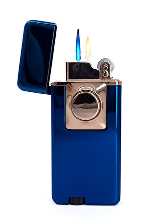 Çift Yanma Fonksiyonlu Metal Çakmak Şık Tasarım - Lacivert