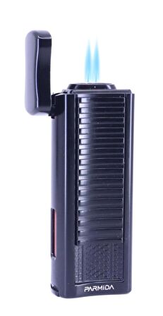 Parmida Hexagon Siyah Çift Torch Puro Çakmağı