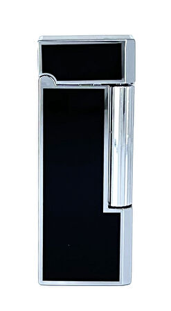 Zenit Krom Rengi Köşeli Soft Flame Çakmak - Siyah