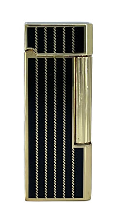 Zenit Altın Renk Şeritli Soft Flame Çakmak - Siyah