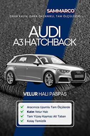 Audi A3 Hatchback 2013-2020 Halı Paspas Velur Paspas Kumaş Paspas Oto Paspas