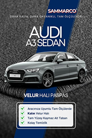 Audi A3 Sedan 2013-2020 Halı Paspas Velur Paspas Kumaş Paspas Oto Paspas