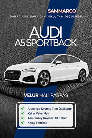 Audi A5 Sportback 2007-2024 Halı Paspas Velur Paspas Kumaş Paspas Oto Paspas