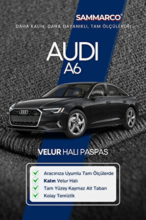 Audi A6 2019-2025 Halı Paspas Velur Paspas Kumaş Paspas Oto Paspas