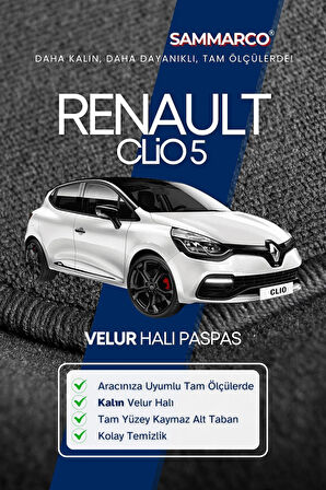 Renault Clio 5 2019-2025 Halı Paspas Velur Paspas Kumaş Paspas Oto Paspas