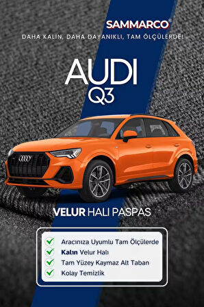 Audi Q3 2018-2025 Halı Paspas Velur Paspas Kumaş Paspas Oto Paspas