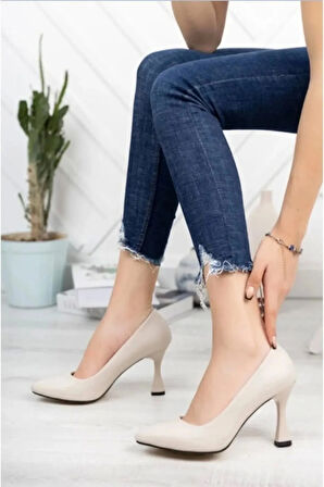 Kadın Siyah Süet Kadeh Topuk Sivri Burun Stiletto 7 cm