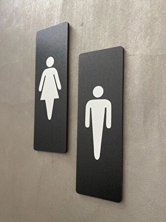 Siyah Mdf Serisi Wc Kadın&Erkek Set Yönlendirme Levhası