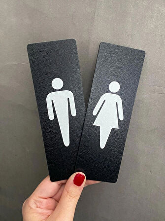 Siyah Mdf Serisi Wc Kadın&Erkek Set Yönlendirme Levhası