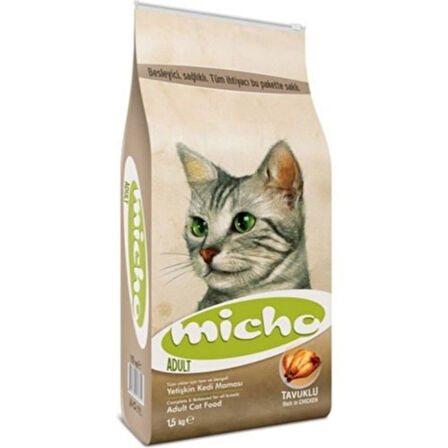 Micho Tavuklu (Hamsi ve Pirinç Eşliğinde) Yetişkin Kedi Maması 1,5 Kg.