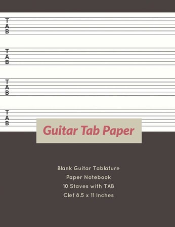 Guitar Paper: Blank Guitar Tablature Paper Notebook 10 Staves with Clef 8.5 x 11 Inches (Volume 6) (Guitar Paper 10 Staves, Band 6)