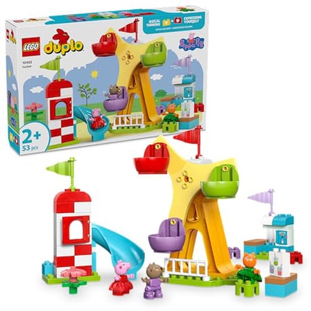 LEGO DUPLO Peppa Pig Lunapark 10453-2 Yaş ve Üzeri Kız ve Erkek Çocuklar için Dönme Dolap, Kaydırak,