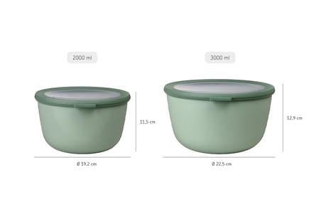 Mepal - Multi Bowl Cirqula Round - Kapaklı Saklama Kabı - Buzdolabı için hava geçirmez saklama kutusu ve mikrodalga fırın kabı olarak uygundur - 3000 ml - Nordic