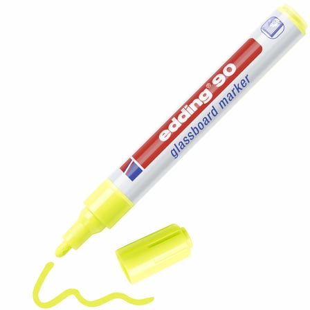 edding 90 cam yazı tahtası kalemi - sarı - 1 cam kalem - 2-3 mm yuvarlak uçlu