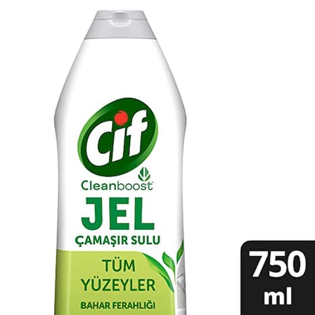Cif Jel Yüzey Temizleyici Cleanboost Tüm Yüzeyler için Leke Çıkarıcı Çamaşır Sulu Bahar Ferahlığı 750 ml