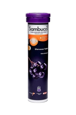 SAMBUCOL Kara Mürver Ekstresi C Vitamini + Çinko Efervesan Gıda Takviyesi (1 x 15 Tablet)