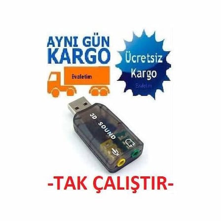 Alfais 4504 5+1 Harici Usb Ses Kartı 3.5mm Kulaklık Mikrofon Çevirici Dönüştürücü