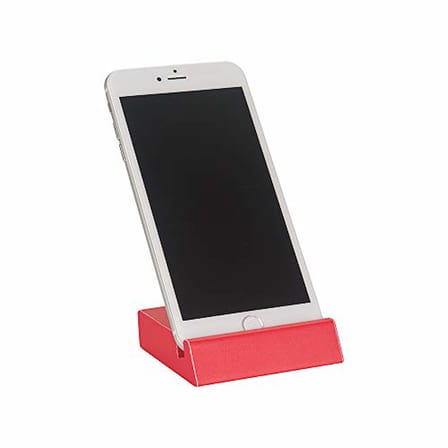 2K Cep Telefonu Stand, Suni Deri Kaplı, Kırmızı