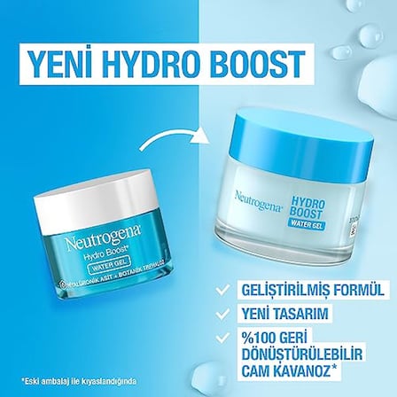 Neutrogena Hydro Boost Water Jel Nemlendirici Normal Ciltler için 50 ml— Hyalüronik asit içeren, tüm cilt tipleri için nemlendirici krem — Taze ve ışıltılı bir görünüm için nemlendirici jel