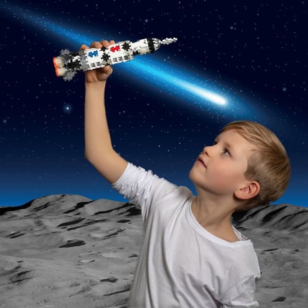 Plus Plus Saturn V Rocket, 240 Parça, Tüp İnşa ve Yapı Seti Oyuncağı