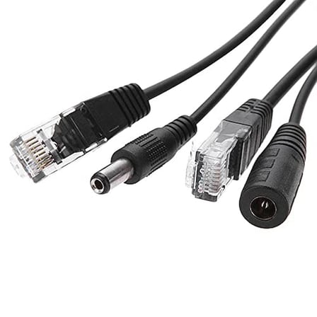 Alfais 4252 Ip Kamera Kablosu Poe Set Ethernet Adaptör Güç Power Kablosu, Siyah