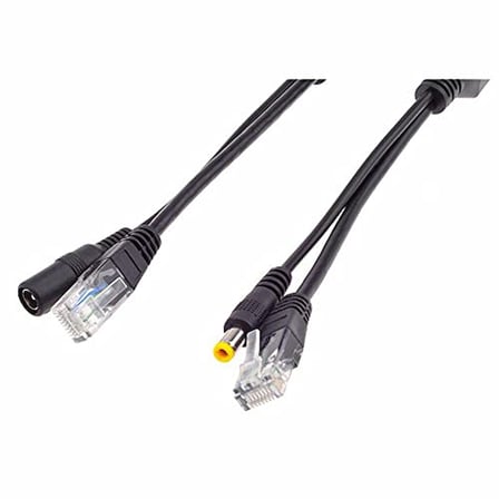 Alfais 4252 Ip Kamera Kablosu Poe Set Ethernet Adaptör Güç Power Kablosu, Siyah