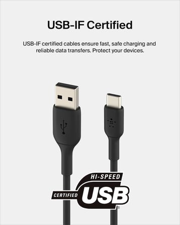 Belkin USB-C Kablosu (Boost Charge USB-C-USB Kablosu, Note10, S10, Pixel 4, iPad Pro, Switc